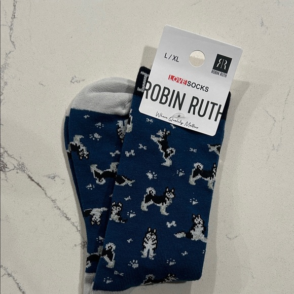Robin Ruth Navy Socks with White Patterns - Picture 5 of 5
